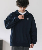 UMBRO アンブロ 別注コラボ オーバーサイズ裏起毛ワンポイントロゴ刺繍ハーフジップ長袖スウェット 16032