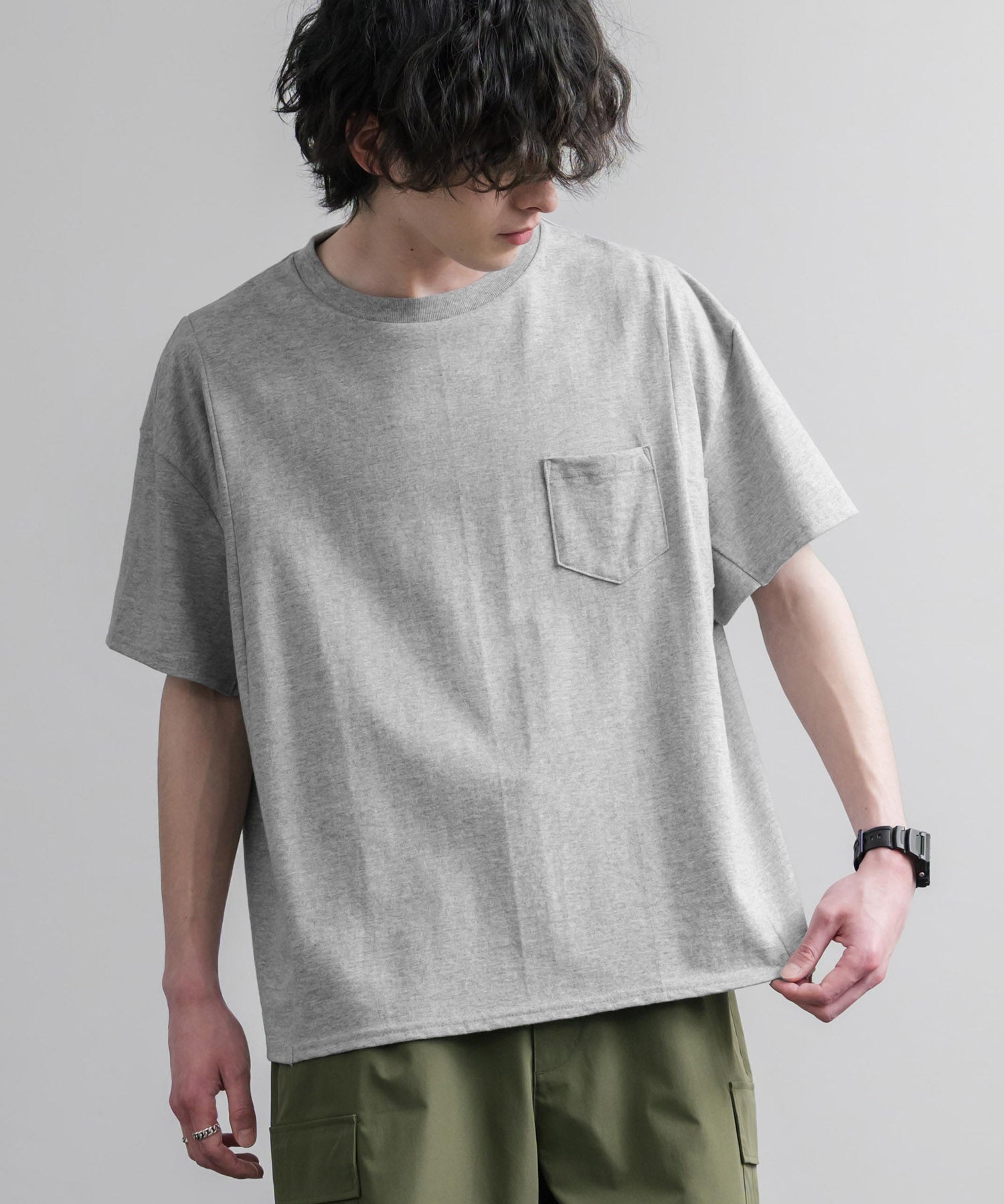 Upscape Audience アップスケープオーディエンス 日本製 国産ビッグサイズリメイクUSAファブリックポケット付き半袖Tシャツ AUD6739 16035