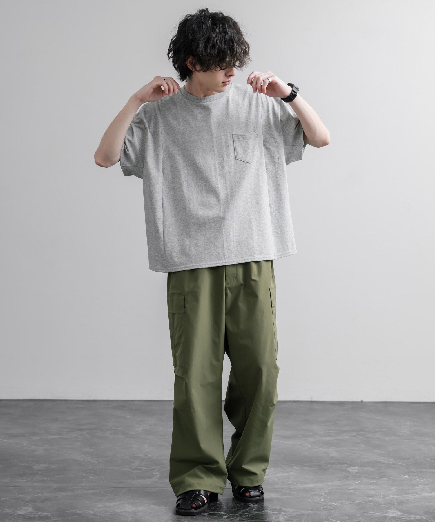 Upscape Audience アップスケープオーディエンス 日本製 国産ビッグサイズリメイクUSAファブリックポケット付き半袖Tシャツ AUD6739 16035