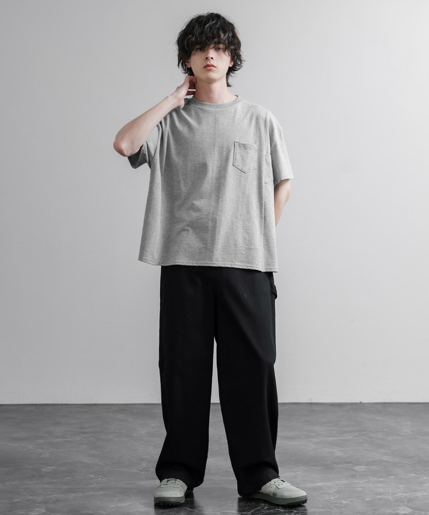 Upscape Audience アップスケープオーディエンス 日本製 国産ビッグサイズリメイクUSAファブリックポケット付き半袖Tシャツ AUD6739 16035