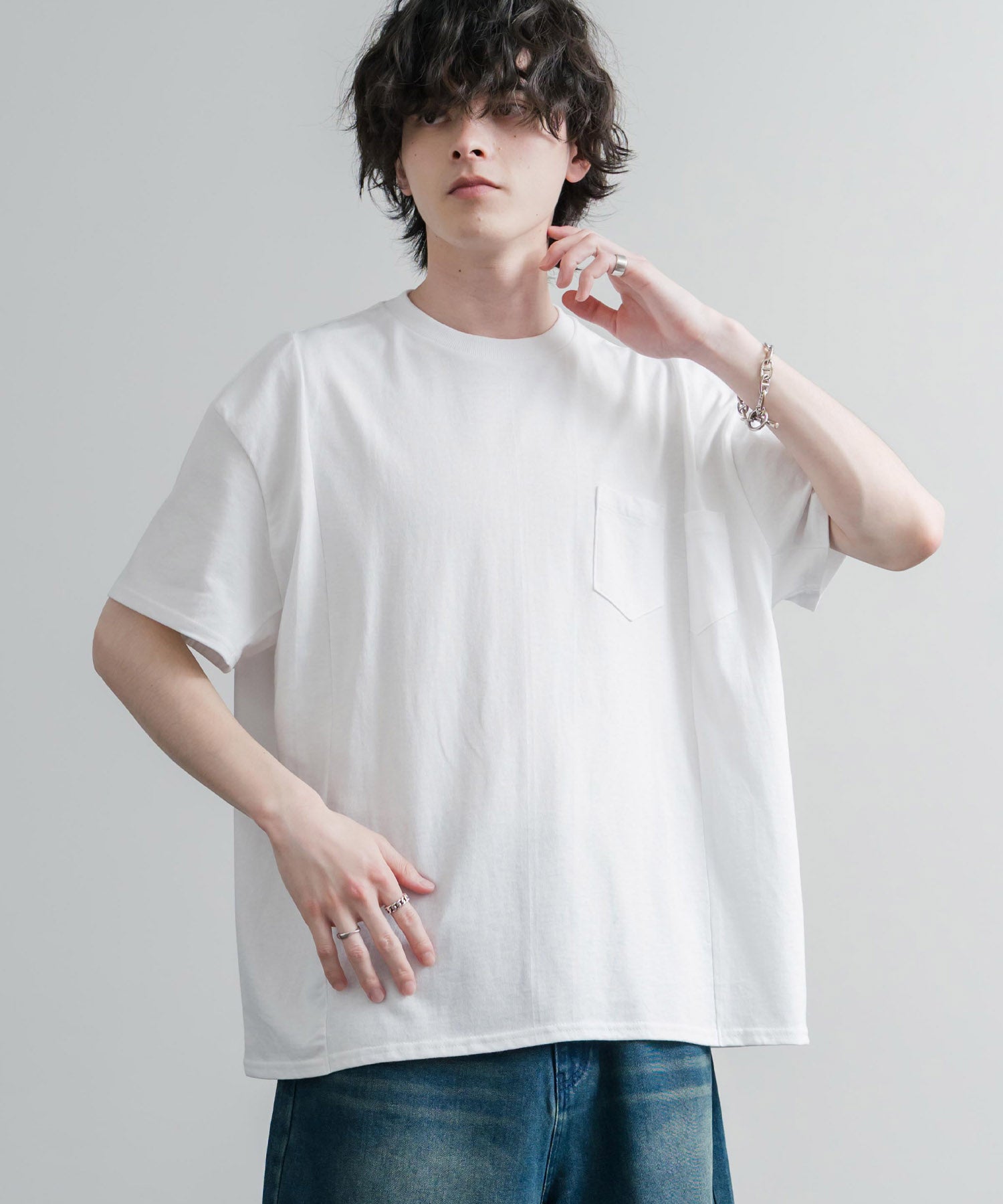 Upscape Audience アップスケープオーディエンス 日本製 国産ビッグサイズリメイクUSAファブリックポケット付き半袖Tシャツ AUD6739 16035