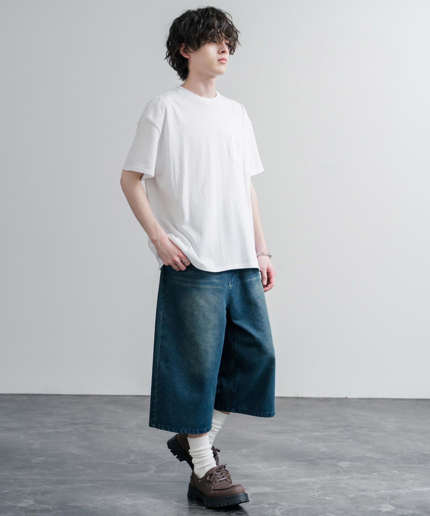 Upscape Audience アップスケープオーディエンス 日本製 国産ビッグサイズリメイクUSAファブリックポケット付き半袖Tシャツ AUD6739 16035