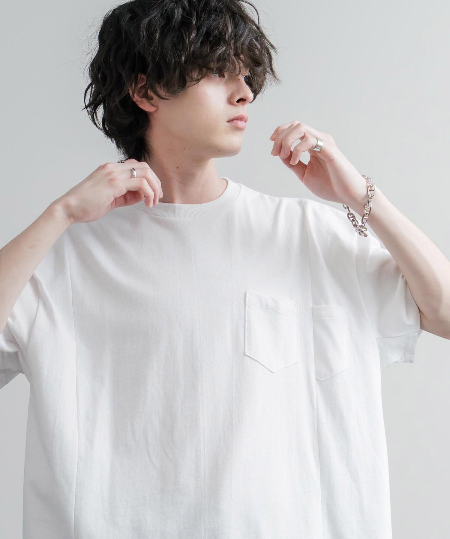 Upscape Audience アップスケープオーディエンス 日本製 国産ビッグサイズリメイクUSAファブリックポケット付き半袖Tシャツ AUD6739 16035