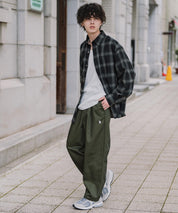 U.S. POLO ASSN. ユーエスポロアッスン 別注コラボ バルーンシルエット ロゴ刺繍ワンタックシェフパンツ 16042