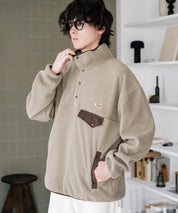 PENNEYS ペニーズ 別注コラボ オーバーサイズフリースアノラックワンポイントロゴ刺繍長袖スタンドカラープルオーバー 16055