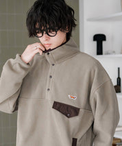 PENNEYS ペニーズ 別注コラボ オーバーサイズフリースアノラックワンポイントロゴ刺繍長袖スタンドカラープルオーバー 16055