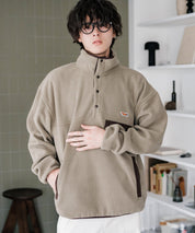 PENNEYS ペニーズ 別注コラボ オーバーサイズフリースアノラックワンポイントロゴ刺繍長袖スタンドカラープルオーバー 16055
