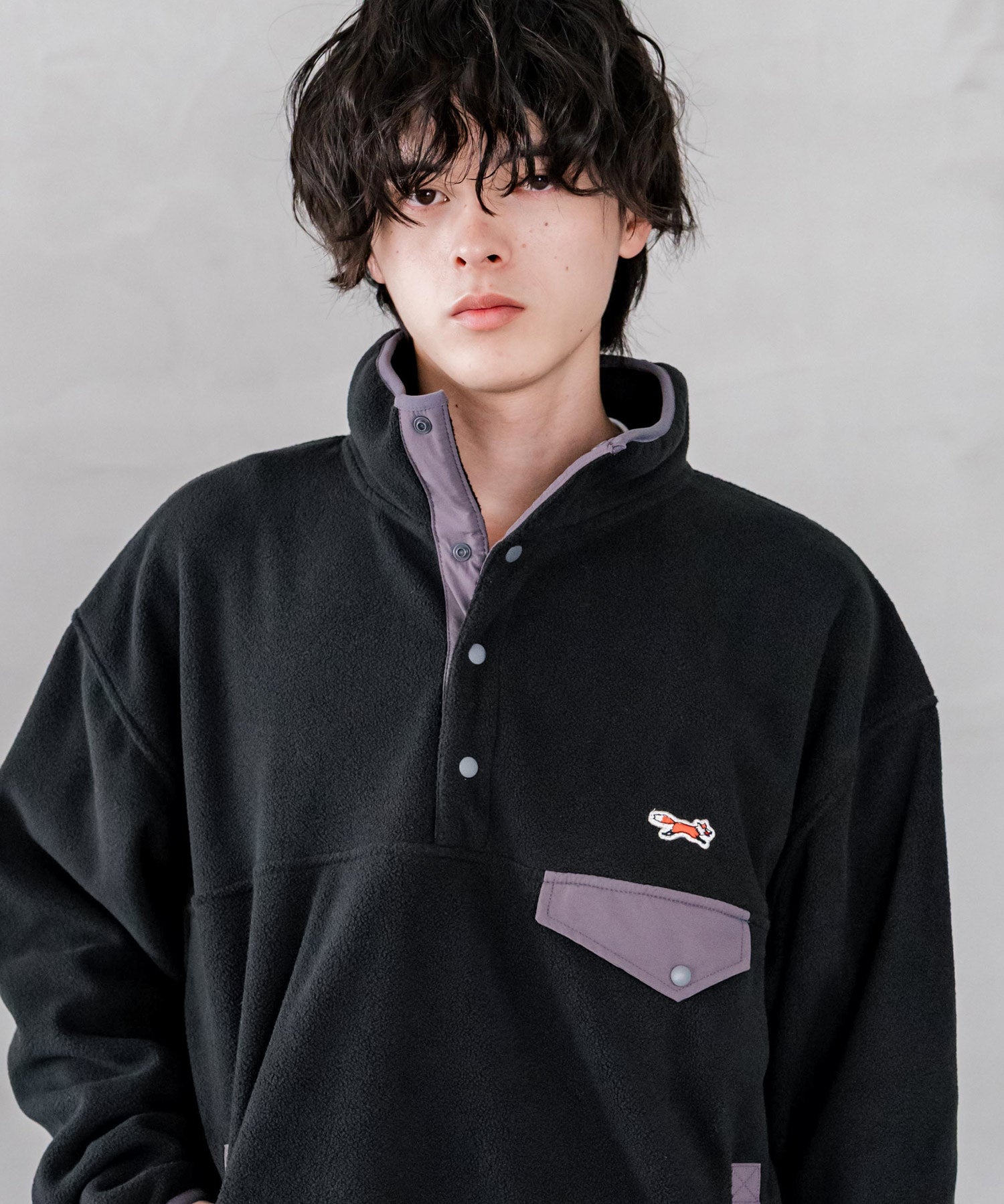 PENNEYS ペニーズ 別注コラボ オーバーサイズフリースアノラックワンポイントロゴ刺繍長袖スタンドカラープルオーバー 16055
