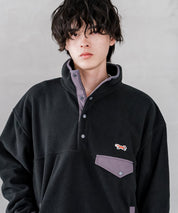 PENNEYS ペニーズ 別注コラボ オーバーサイズフリースアノラックワンポイントロゴ刺繍長袖スタンドカラープルオーバー 16055