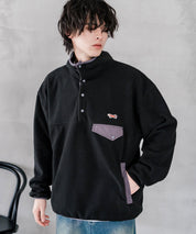 PENNEYS ペニーズ 別注コラボ オーバーサイズフリースアノラックワンポイントロゴ刺繍長袖スタンドカラープルオーバー 16055