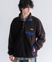 PENNEYS ペニーズ 別注コラボ オーバーサイズフリースアノラックワンポイントロゴ刺繍長袖スタンドカラープルオーバー 16055