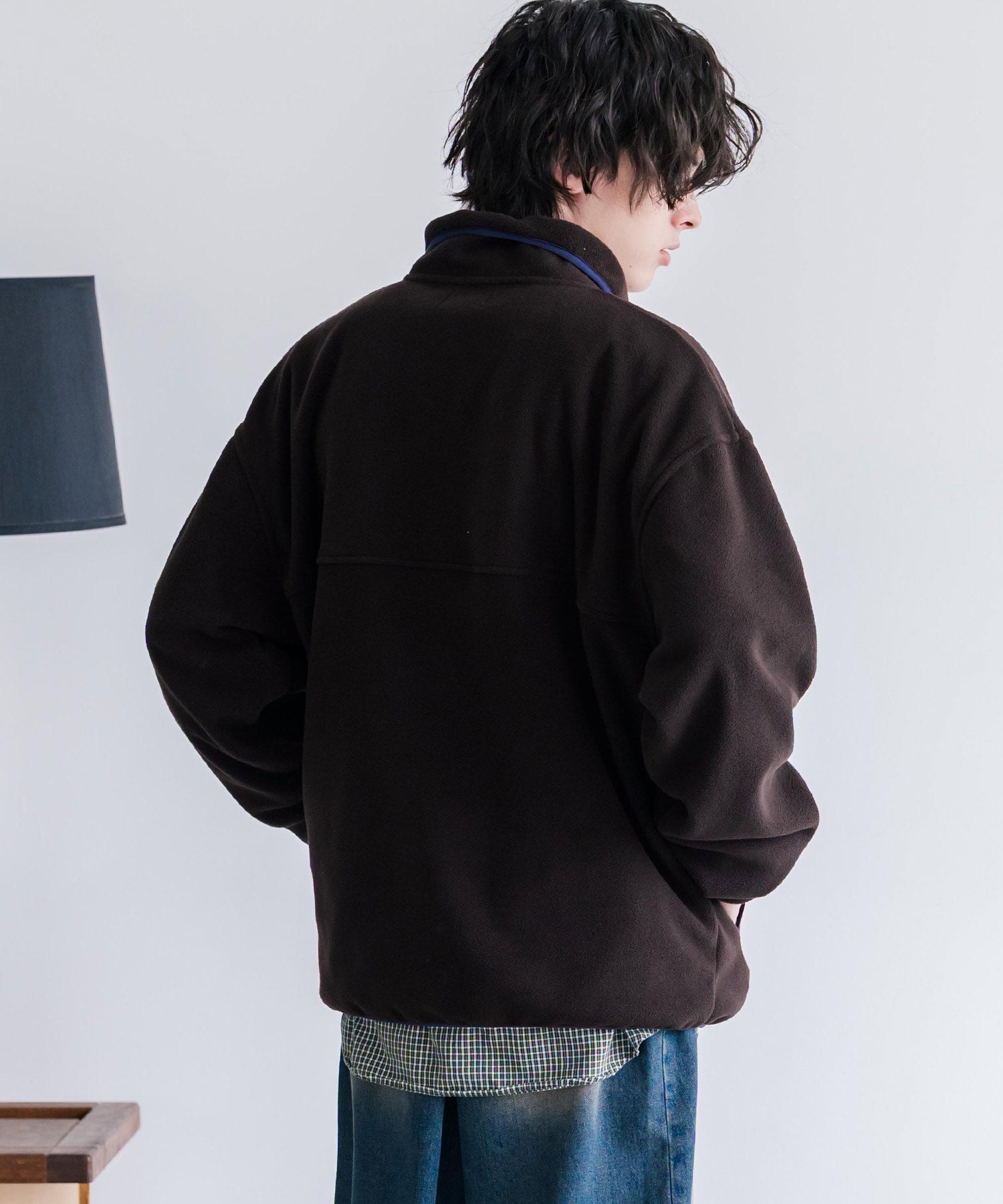 PENNEYS ペニーズ 別注コラボ オーバーサイズフリースアノラックワンポイントロゴ刺繍長袖スタンドカラープルオーバー 16055