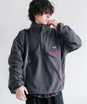 PENNEYS ペニーズ 別注コラボ オーバーサイズフリースアノラックワンポイントロゴ刺繍長袖スタンドカラープルオーバー 16055