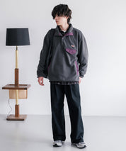 PENNEYS ペニーズ 別注コラボ オーバーサイズフリースアノラックワンポイントロゴ刺繍長袖スタンドカラープルオーバー 16055