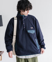 PENNEYS ペニーズ 別注コラボ オーバーサイズフリースアノラックワンポイントロゴ刺繍長袖スタンドカラープルオーバー 16055