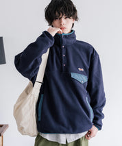 PENNEYS ペニーズ 別注コラボ オーバーサイズフリースアノラックワンポイントロゴ刺繍長袖スタンドカラープルオーバー 16055
