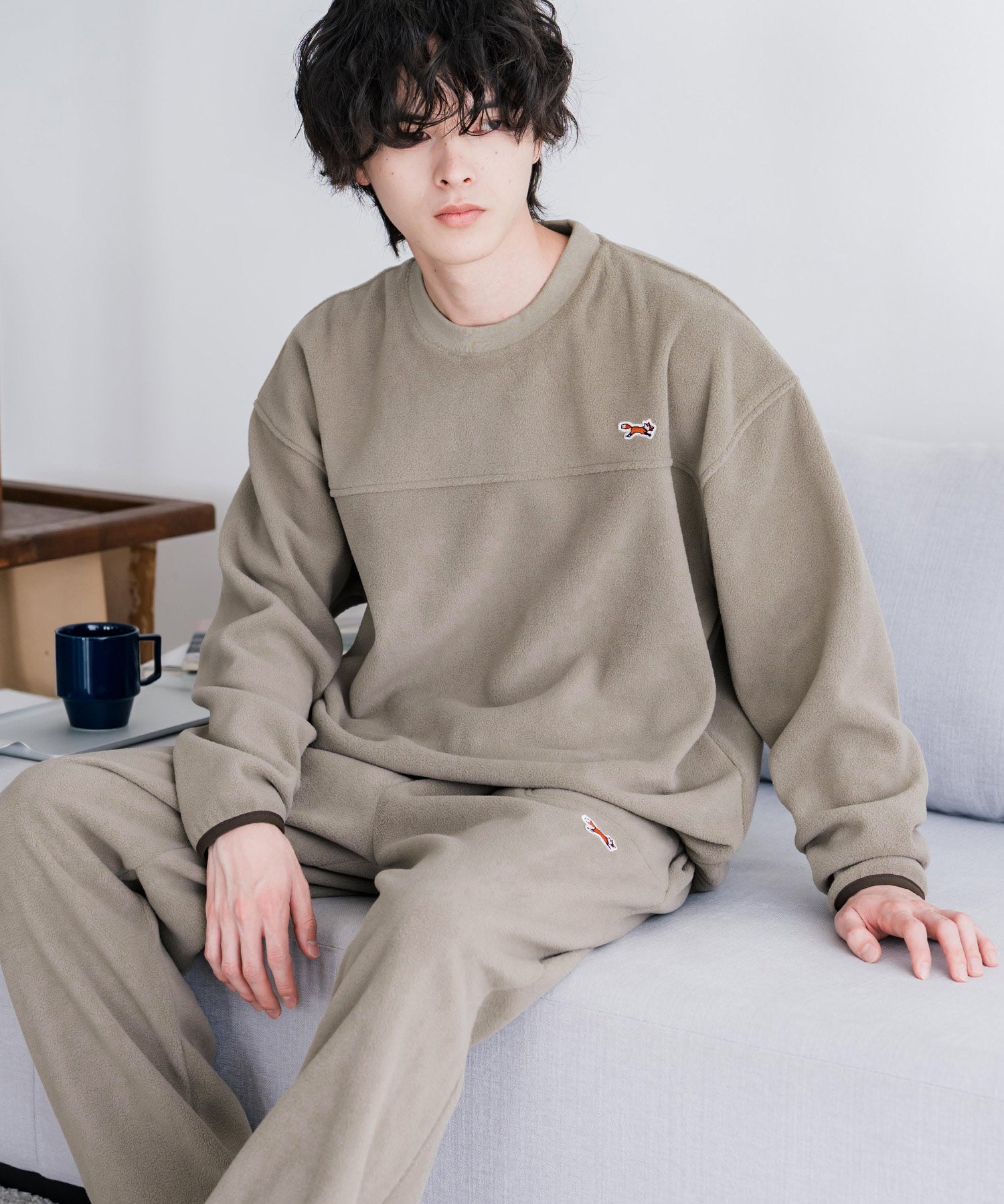 PENNEYS ペニーズ 別注コラボ マイクロフリースセットアップ/長袖クルーネックプルオーバー&ワイドイージーパンツ ルームウェア 16056