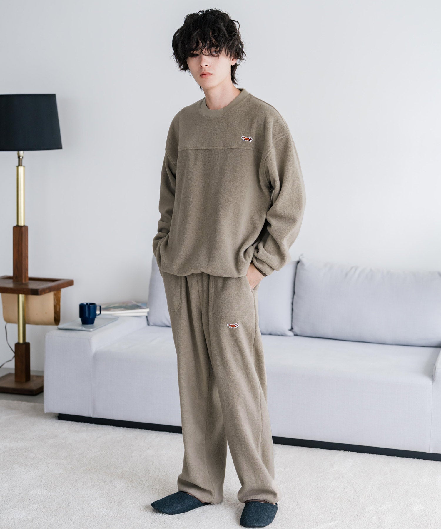 PENNEYS ペニーズ 別注コラボ マイクロフリースセットアップ/長袖クルーネックプルオーバー&ワイドイージーパンツ ルームウェア 16056