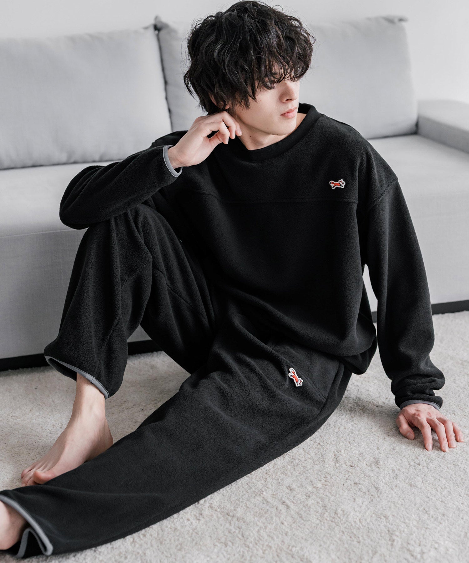 PENNEYS ペニーズ 別注コラボ マイクロフリースセットアップ/長袖クルーネックプルオーバー&ワイドイージーパンツ ルームウェア 16056
