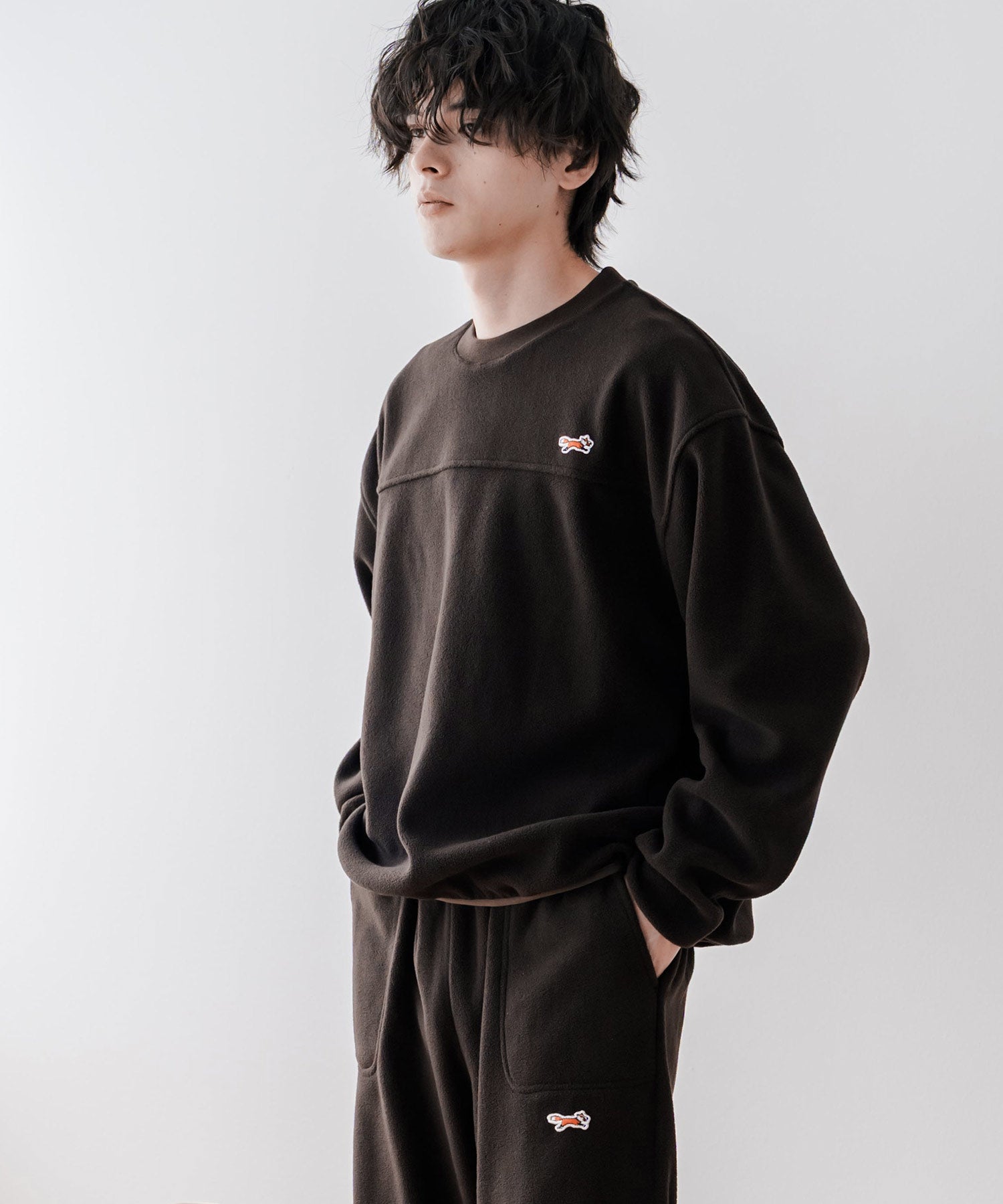 PENNEYS ペニーズ 別注コラボ マイクロフリースセットアップ/長袖クルーネックプルオーバー&ワイドイージーパンツ ルームウェア 16056