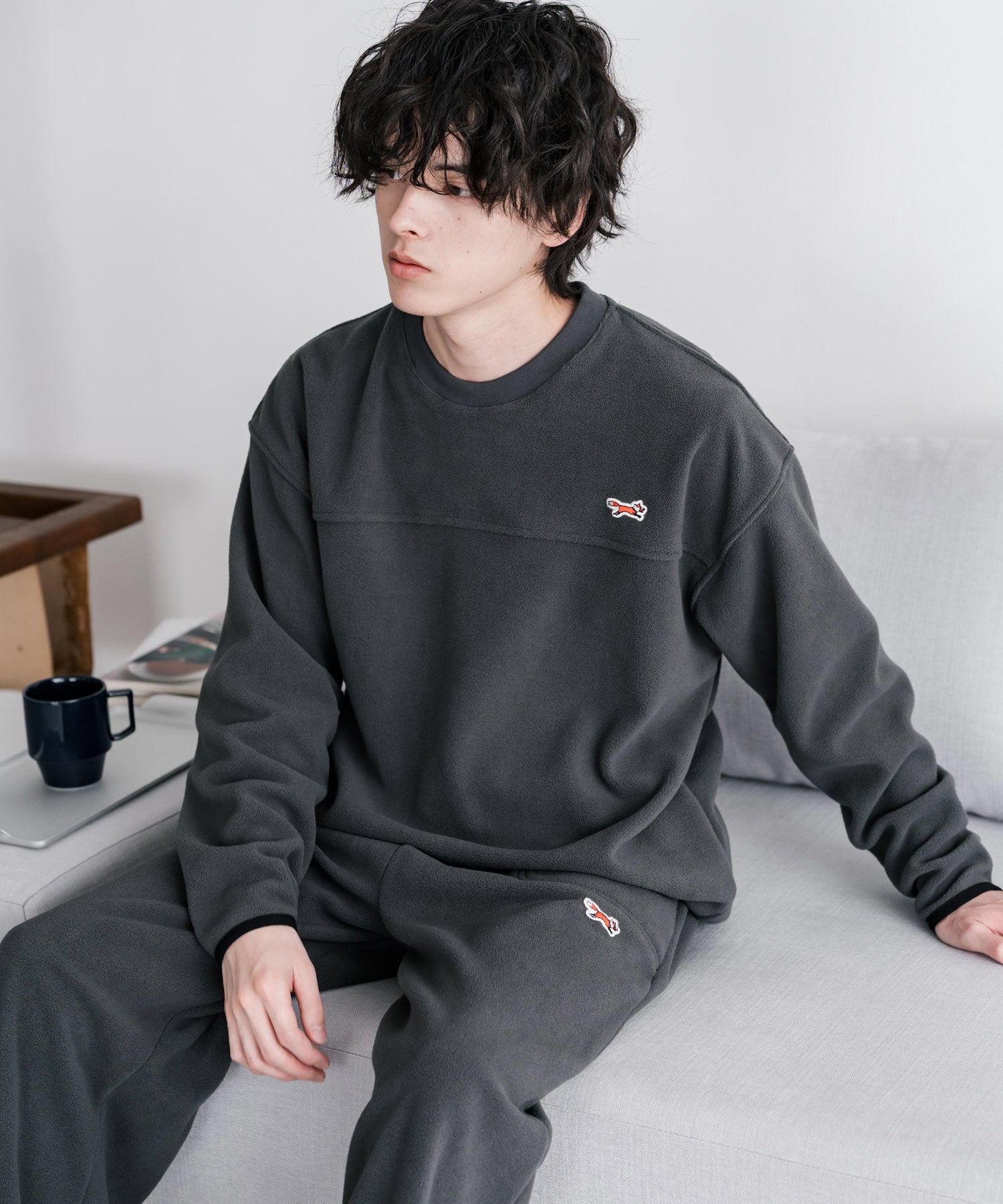 PENNEYS ペニーズ 別注コラボ マイクロフリースセットアップ/長袖クルーネックプルオーバー&ワイドイージーパンツ ルームウェア 16056