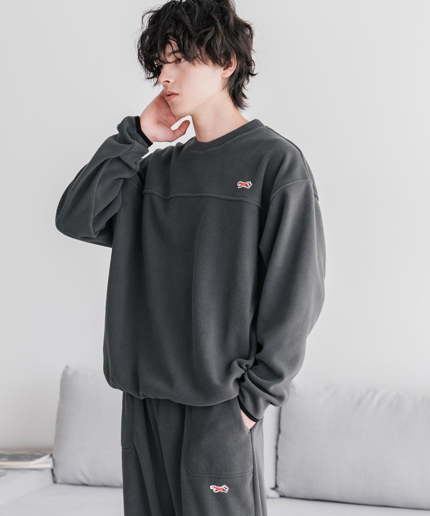PENNEYS ペニーズ 別注コラボ マイクロフリースセットアップ/長袖クルーネックプルオーバー&ワイドイージーパンツ ルームウェア 16056