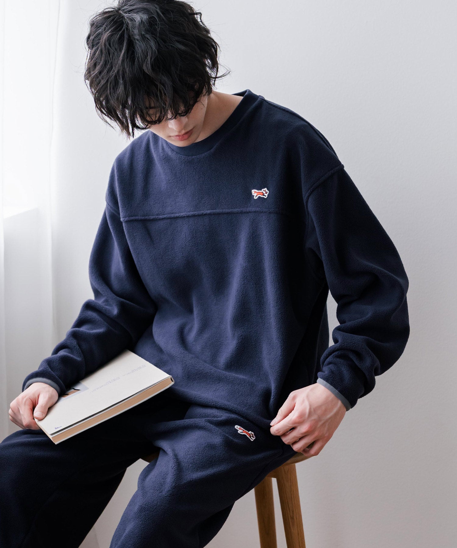 PENNEYS ペニーズ 別注コラボ マイクロフリースセットアップ/長袖クルーネックプルオーバー&ワイドイージーパンツ ルームウェア 16056