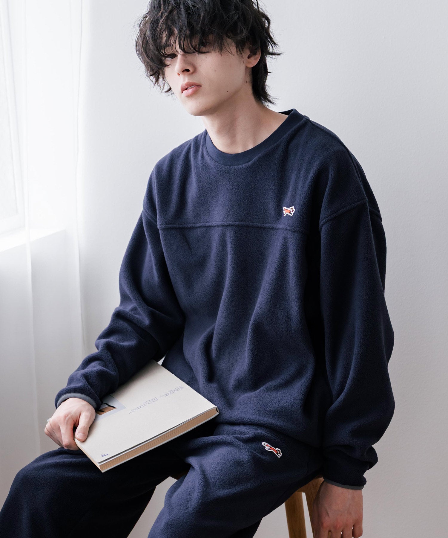 PENNEYS ペニーズ 別注コラボ マイクロフリースセットアップ/長袖クルーネックプルオーバー&ワイドイージーパンツ ルームウェア 16056