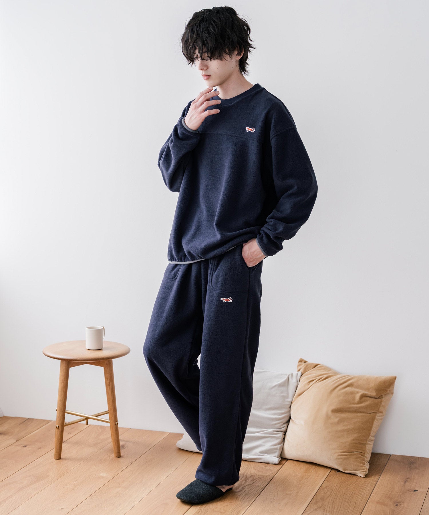 PENNEYS ペニーズ 別注コラボ マイクロフリースセットアップ/長袖クルーネックプルオーバー&ワイドイージーパンツ ルームウェア 16056