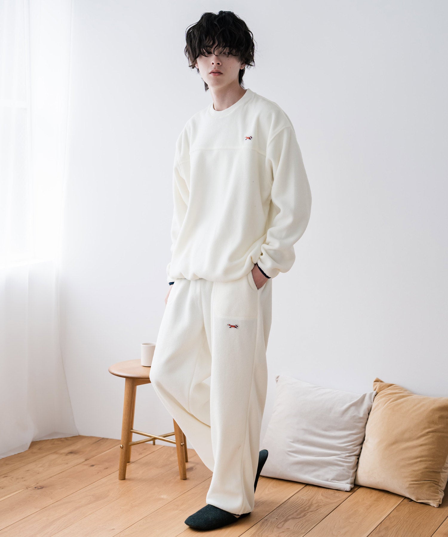 PENNEYS ペニーズ 別注コラボ マイクロフリースセットアップ/長袖クルーネックプルオーバー&ワイドイージーパンツ ルームウェア 16056