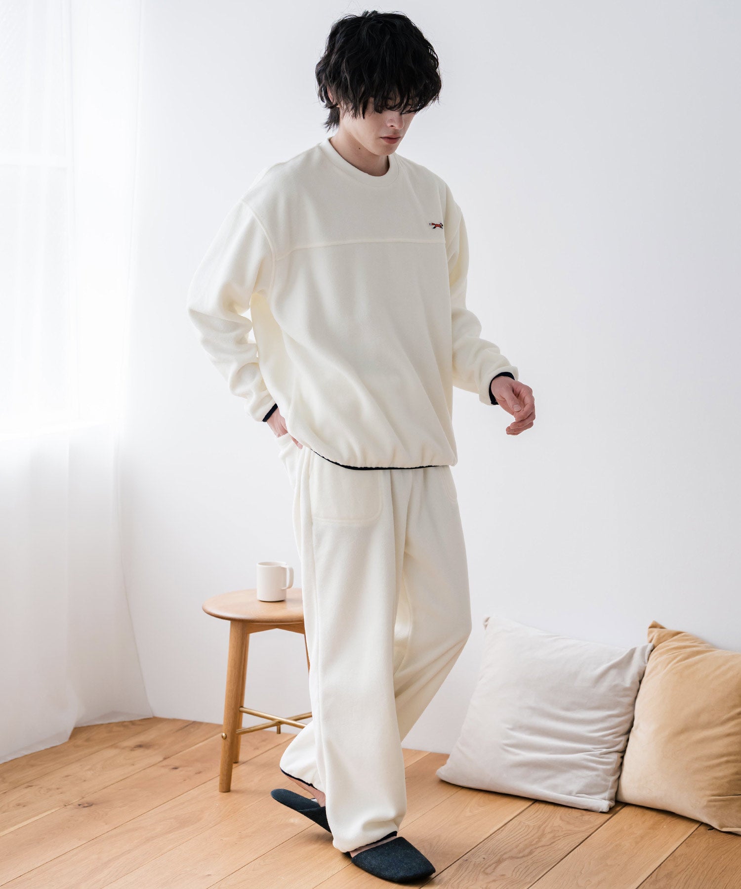 PENNEYS ペニーズ 別注コラボ マイクロフリースセットアップ/長袖クルーネックプルオーバー&ワイドイージーパンツ ルームウェア 16056