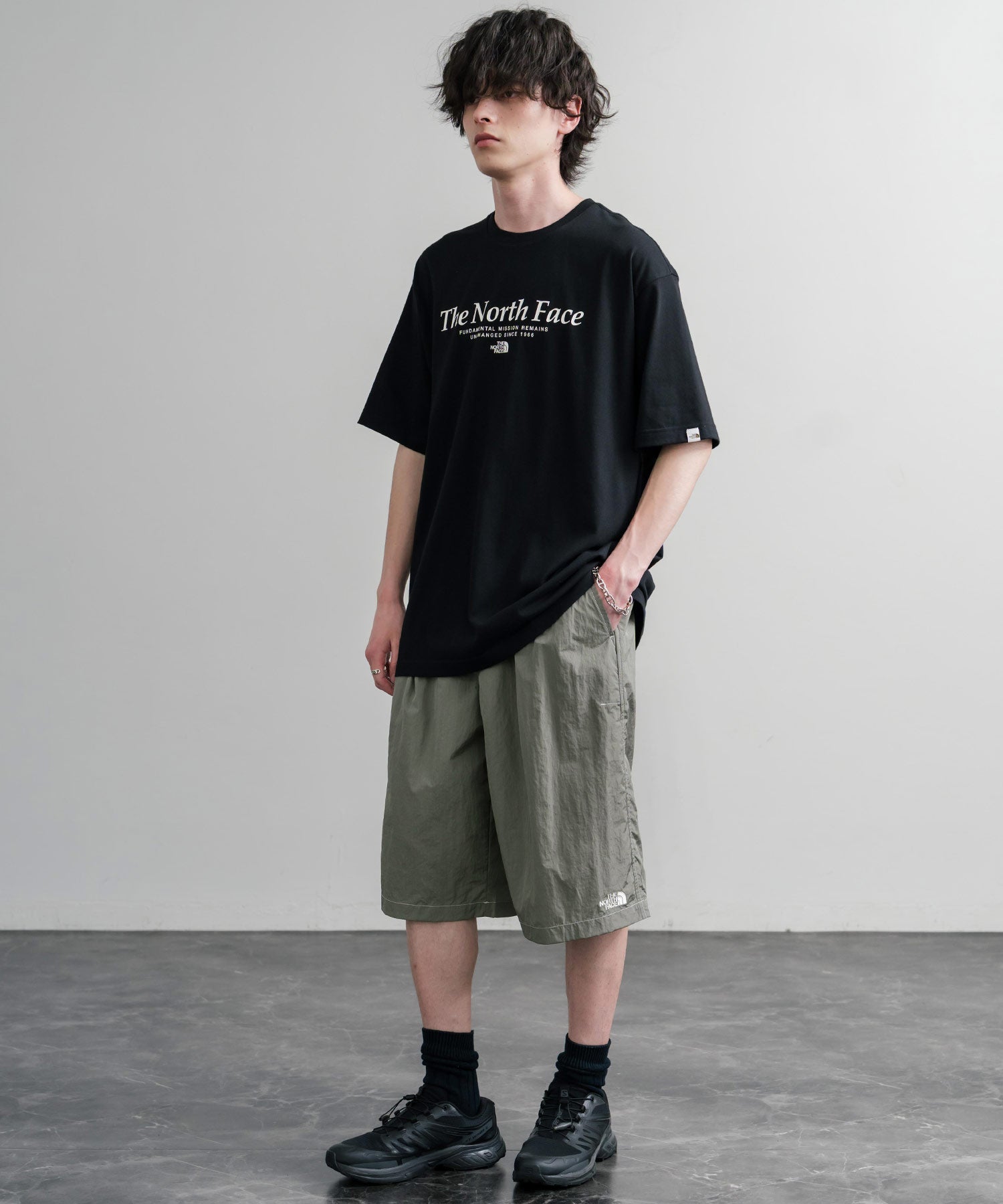 日本未展開モデル THE NORTH FACE ザ・ノースフェイス WHITE LABEL ホワイトレーベル SHELDON BERMUDA ナイロンワイドハーフパンツ 16065