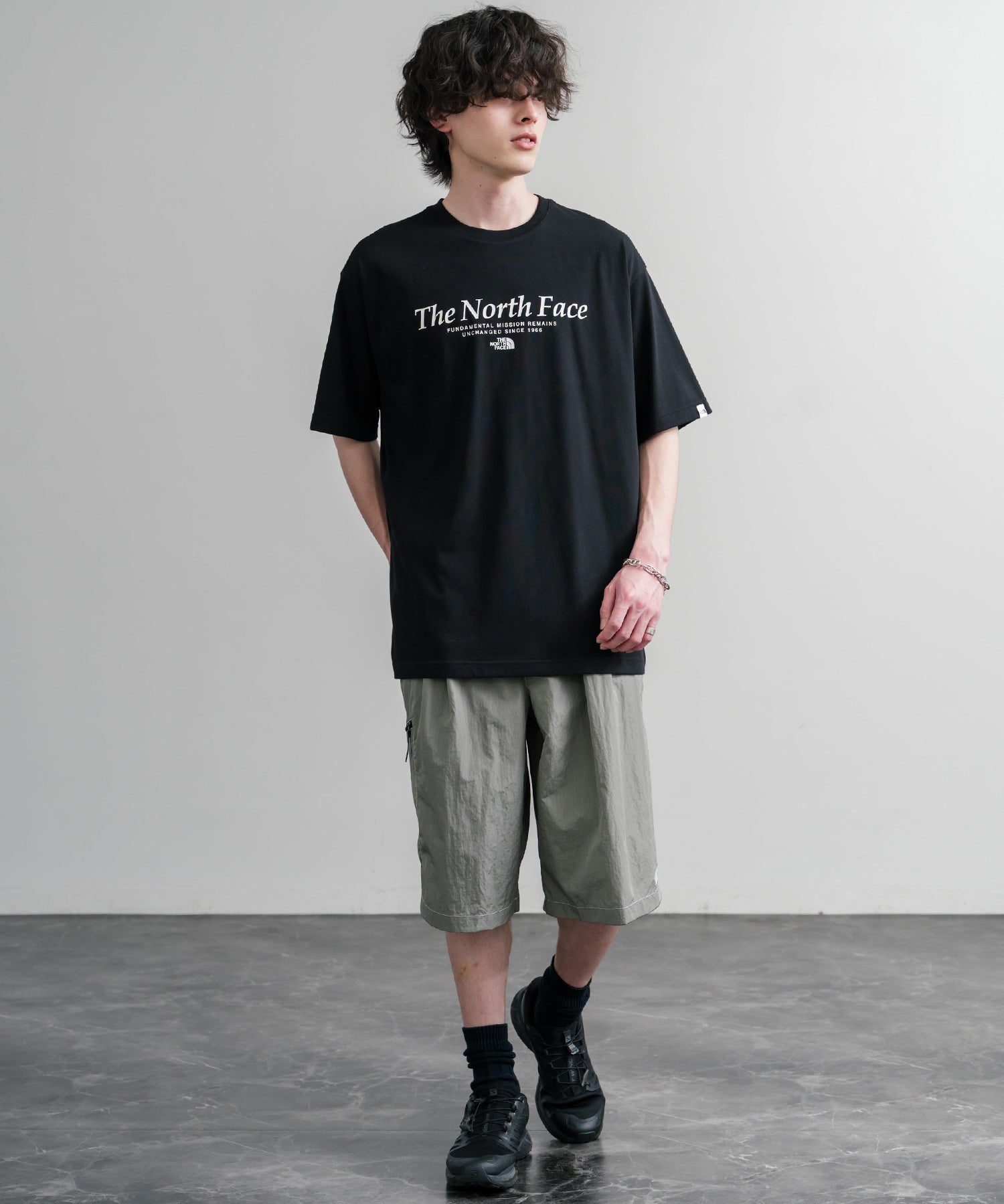 日本未展開モデル THE NORTH FACE WHITE LABEL SIGNATURE S/S R/TEE 接触冷感グラフィックプリント半袖Tシャツ 16066