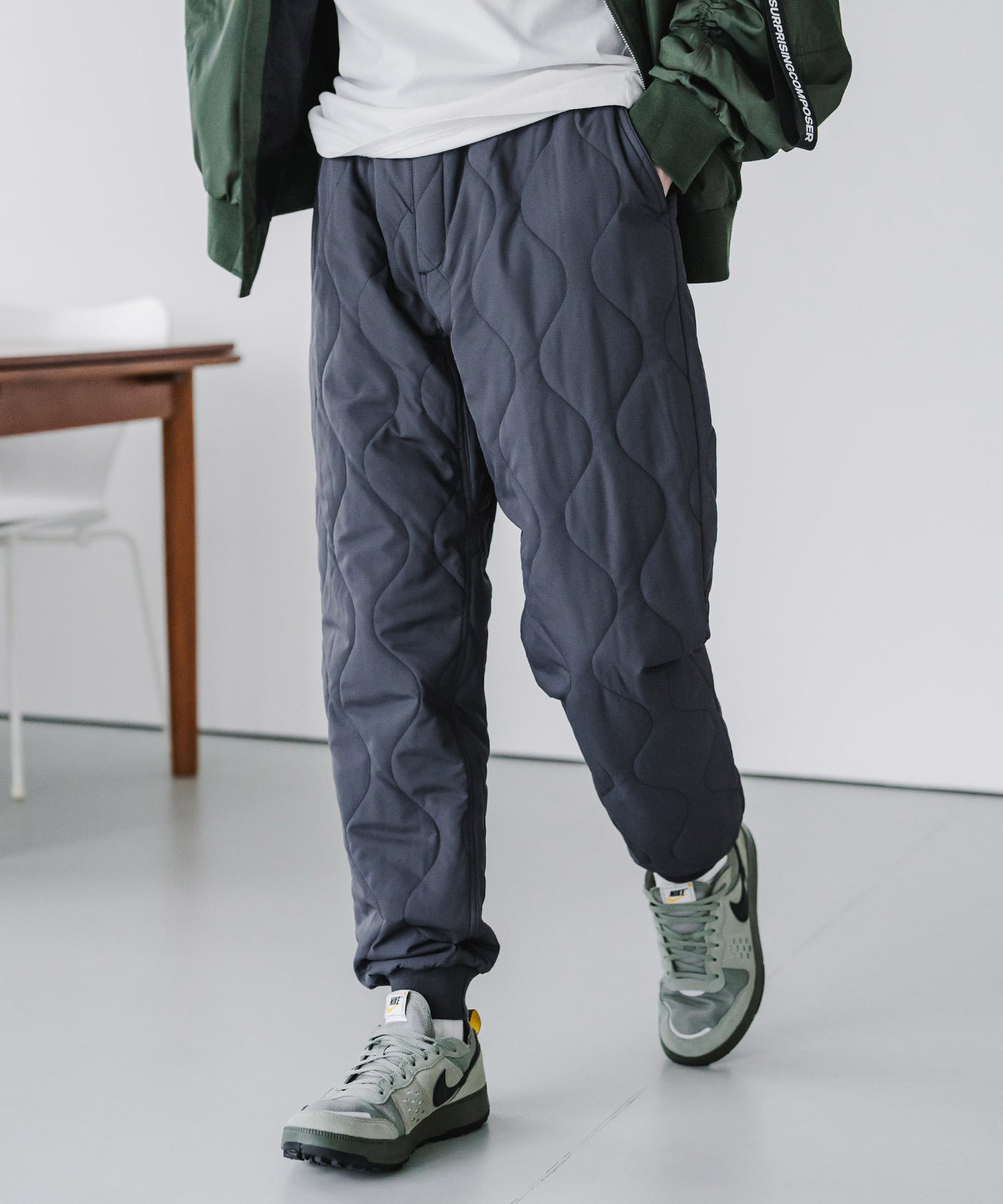 中綿キルティングリップストップクライミングイージージョガーパンツ 16096