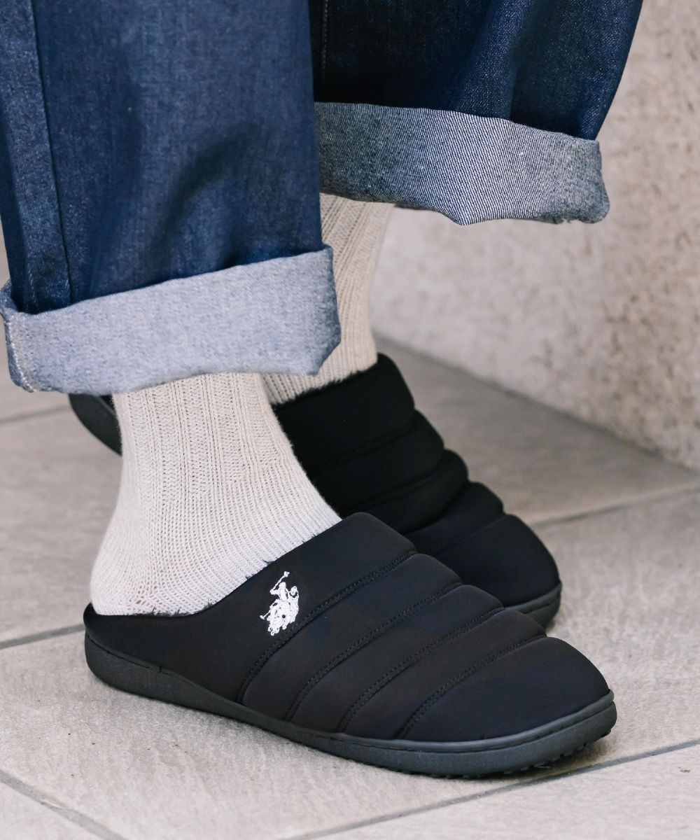 U.S. POLO ASSN. ユーエスポロアッスン 別注コラボ ワンポイントロゴ 無地/レオパード柄 ライニングボアモックシューズ 16102