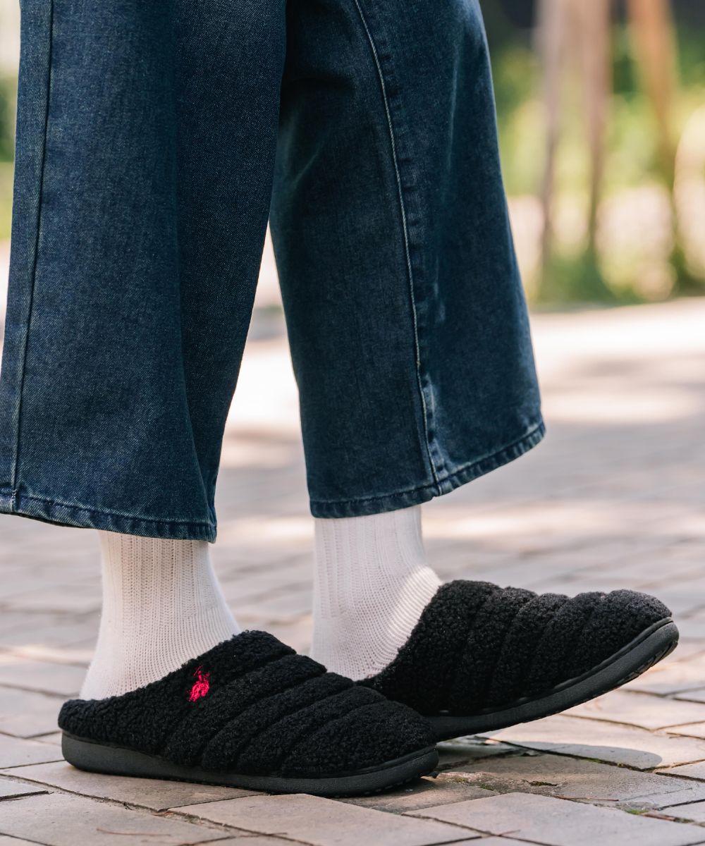 U.S. POLO ASSN. ユーエスポロアッスン 別注コラボ ワンポイントロゴ 無地/レオパード柄 ライニングボアモックシューズ 16102