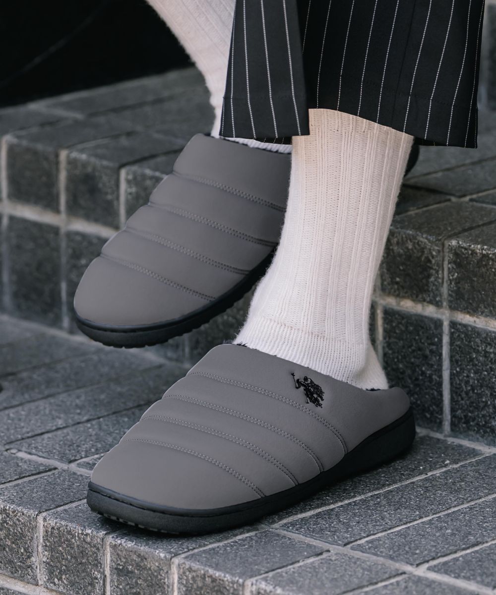 U.S. POLO ASSN. ユーエスポロアッスン 別注コラボ ワンポイントロゴ 無地/レオパード柄 ライニングボアモックシューズ 16102