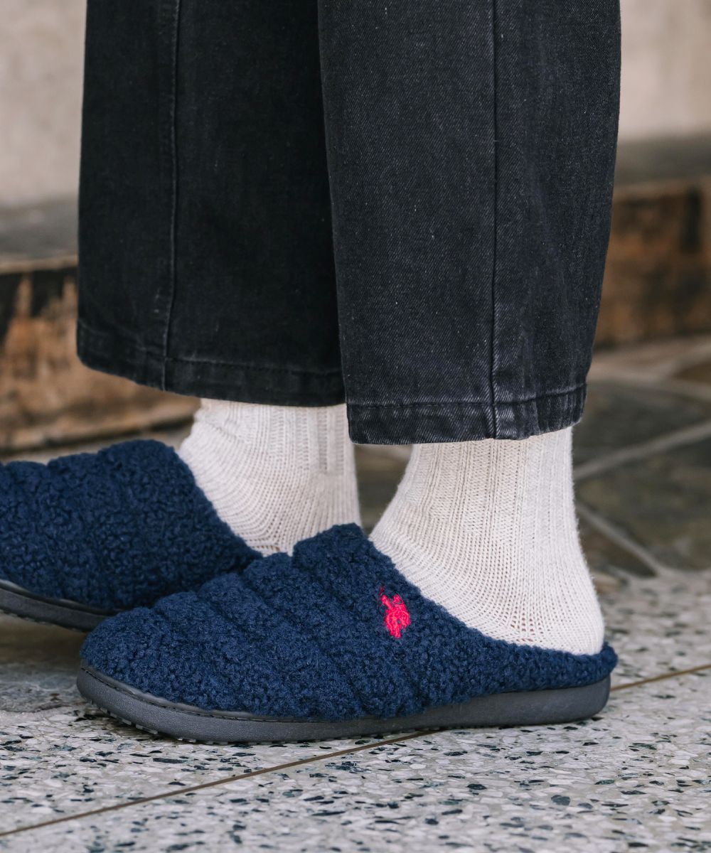 U.S. POLO ASSN. ユーエスポロアッスン 別注コラボ ワンポイントロゴ 無地/レオパード柄 ライニングボアモックシューズ 16102