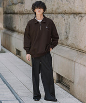 U.S. POLO ASSN. ユーエスポロアッスン オーバーサイズ裏起毛ワンポイントロゴ刺繍長袖ハーフジップスウェット 16108