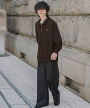 U.S. POLO ASSN. ユーエスポロアッスン オーバーサイズ裏起毛ワンポイントロゴ刺繍長袖ハーフジップスウェット 16108