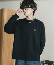 U.S. POLO ASSN. ユーエスポロアッスン サーマルワンポイントロゴ刺繍クルーネック長袖Tシャツ/ワッフルカットソー 16109