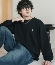 U.S. POLO ASSN. ユーエスポロアッスン サーマルワンポイントロゴ刺繍クルーネック長袖Tシャツ/ワッフルカットソー 16109