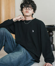 U.S. POLO ASSN. ユーエスポロアッスン サーマルワンポイントロゴ刺繍クルーネック長袖Tシャツ/ワッフルカットソー 16109
