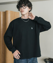 U.S. POLO ASSN. ユーエスポロアッスン サーマルワンポイントロゴ刺繍クルーネック長袖Tシャツ/ワッフルカットソー 16109