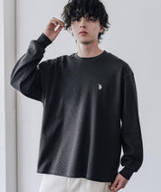 U.S. POLO ASSN. ユーエスポロアッスン サーマルワンポイントロゴ刺繍クルーネック長袖Tシャツ/ワッフルカットソー 16109