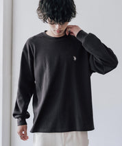 U.S. POLO ASSN. ユーエスポロアッスン サーマルワンポイントロゴ刺繍クルーネック長袖Tシャツ/ワッフルカットソー 16109