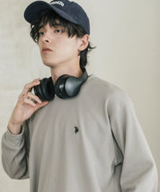 U.S. POLO ASSN. ユーエスポロアッスン サーマルワンポイントロゴ刺繍クルーネック長袖Tシャツ/ワッフルカットソー 16109
