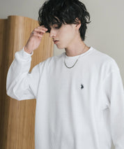 U.S. POLO ASSN. ユーエスポロアッスン サーマルワンポイントロゴ刺繍クルーネック長袖Tシャツ/ワッフルカットソー 16109
