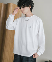 U.S. POLO ASSN. ユーエスポロアッスン サーマルワンポイントロゴ刺繍クルーネック長袖Tシャツ/ワッフルカットソー 16109