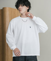 U.S. POLO ASSN. ユーエスポロアッスン サーマルワンポイントロゴ刺繍クルーネック長袖Tシャツ/ワッフルカットソー 16109